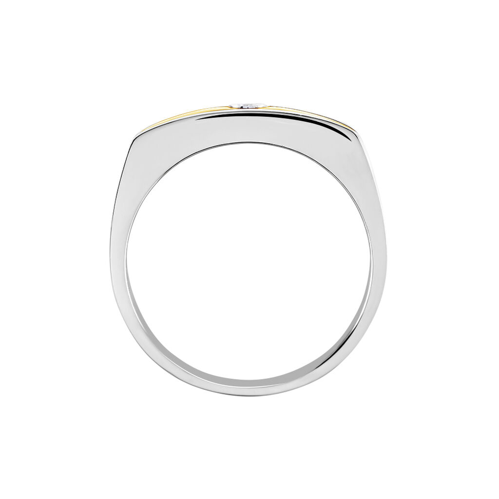 Bague Robinson Argent Bicolore Rhodié Diamant Blanc