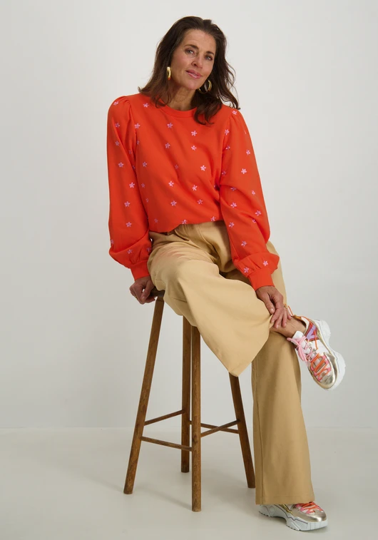 Geisha Embroiderd flowers sweater 52081-21
