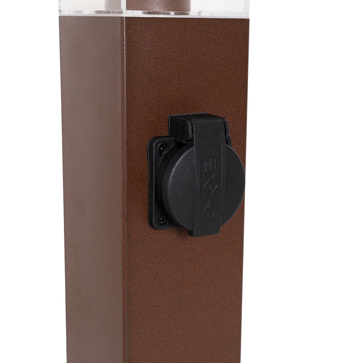 Buitenlamp roestbruin met grondpin en kabelmof 80cm incl. stopcontact IP44 - Malios