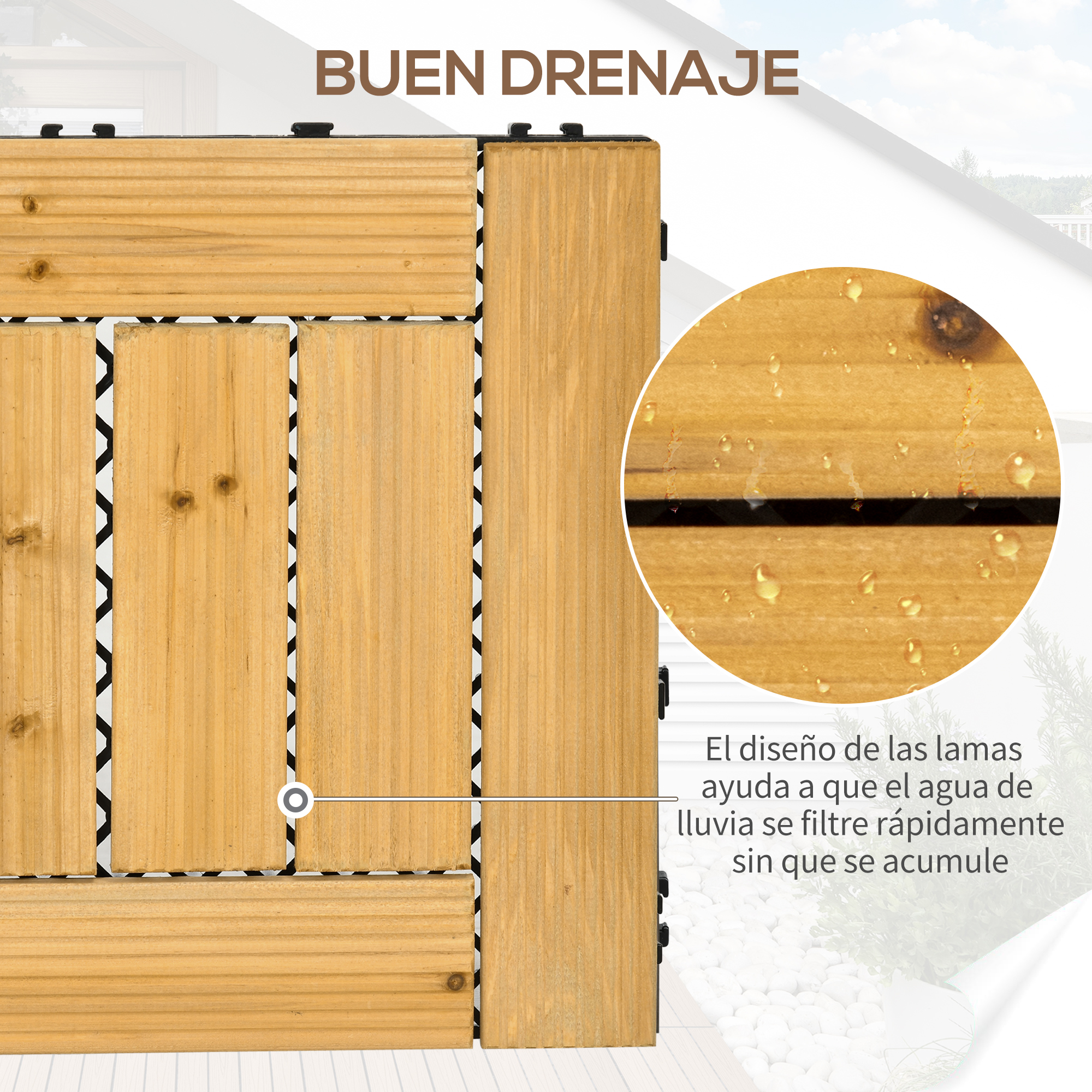 Conjunto de azulejos de madeira Outsunny com 27 peças