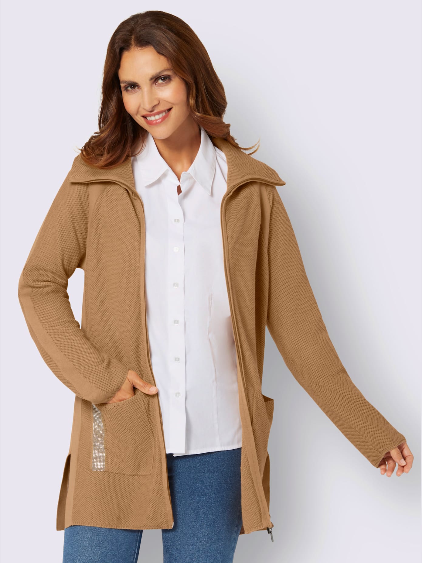 Veste longue en tricot longueur amovible