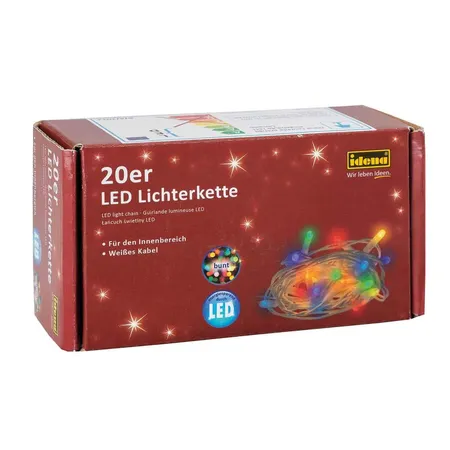 Idena LED Lichterkette für innen mit 20 LEDs, bunt