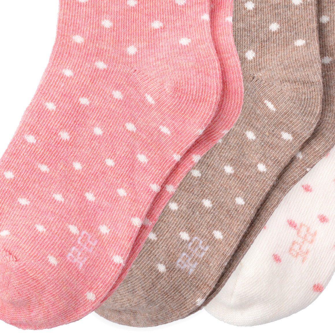 Topolino 3 Paar Mädchen Socken mit Punkten rosa / weiss / hellbraun