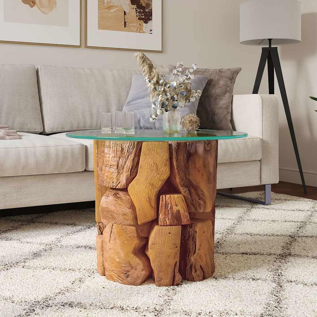 vidaXL Massivholz Couchtisch 60 cm Beistelltisch Kaffeetisch Teak Treibholz