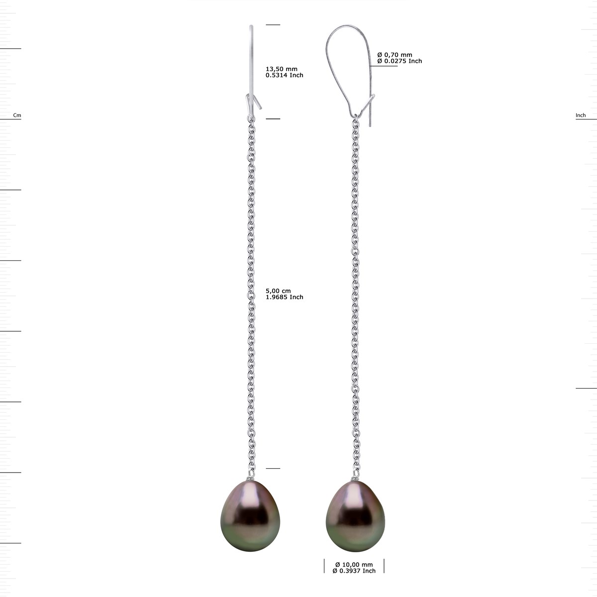 STELLA - Boucles d'Oreilles Perles de Tahiti 10-11 mm Or Blanc