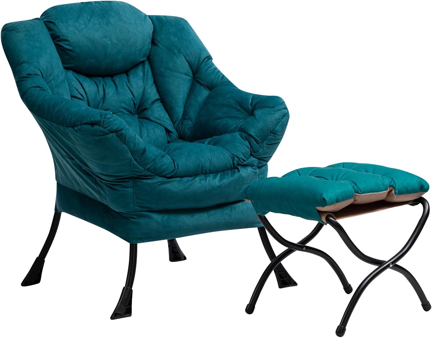 HollyHOME Sessel mit Hocker Ohrensessel mit Hocker Sessel Wohnzimmer Relaxsessel Schlafzimmer Lesesessel Lounge Sessels Armlehnensessel, Blau Grün