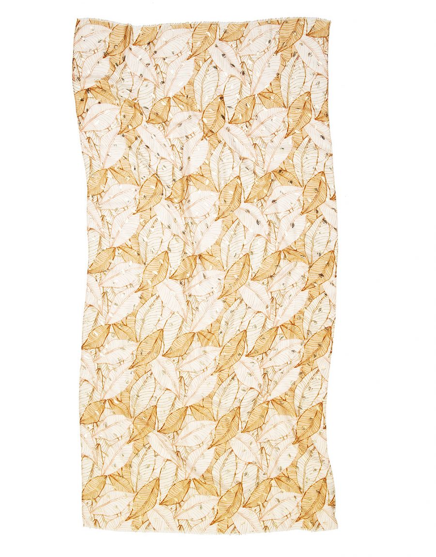 Foulard camel feuillages
