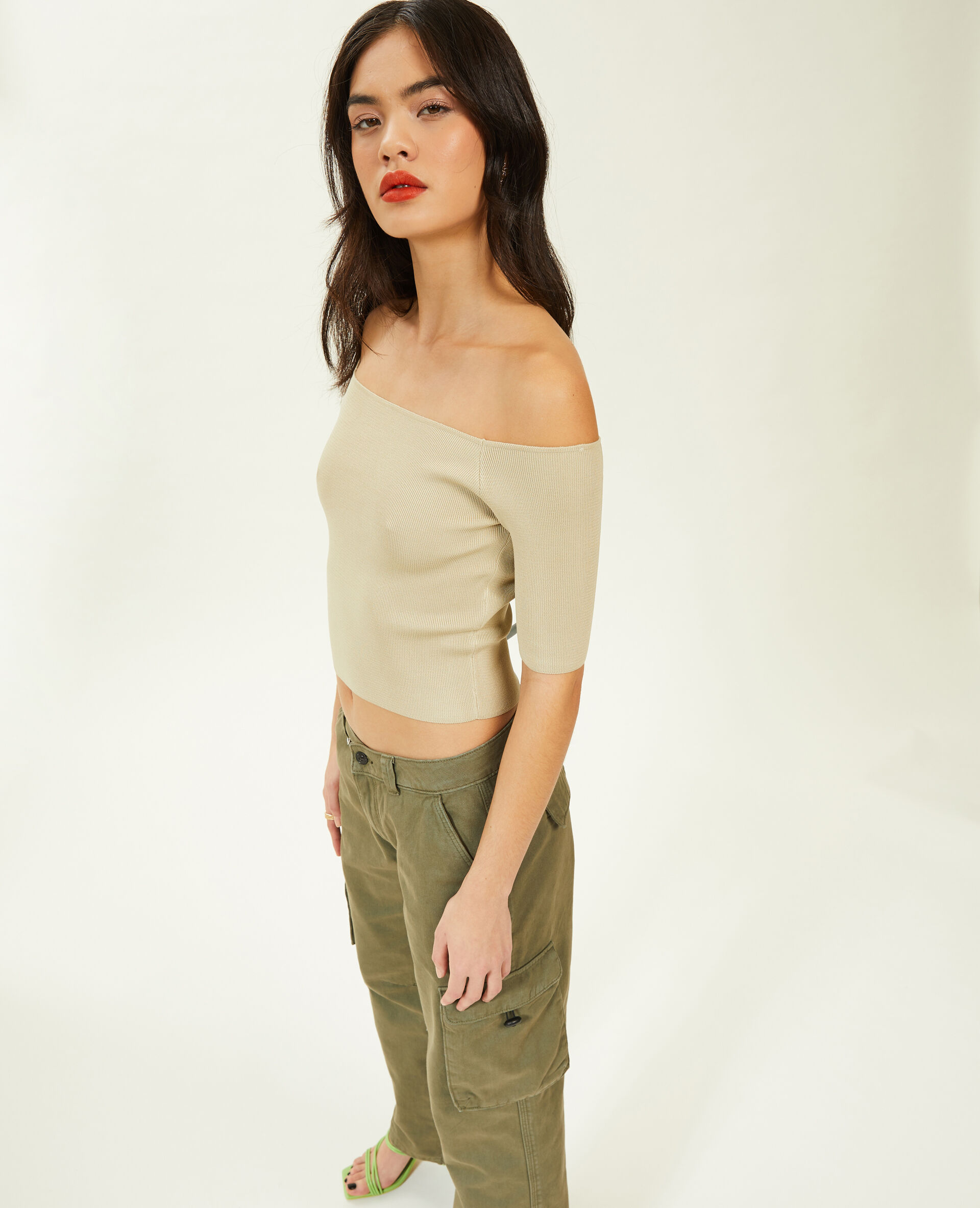 Top encolure Bardot - Sable