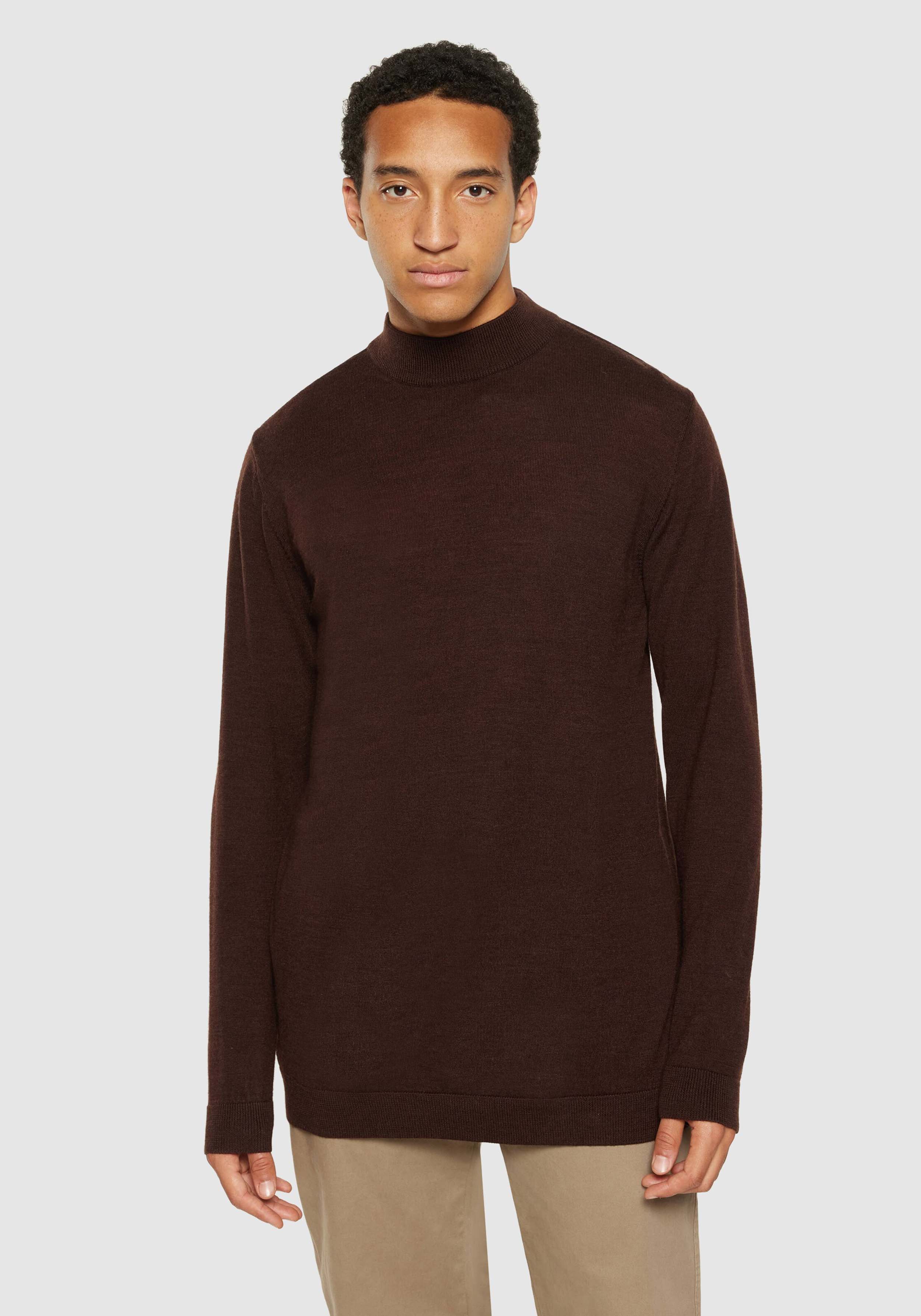 Knowledge Cotton Apparel Strickpullover Merino Mock Neck Demitasse