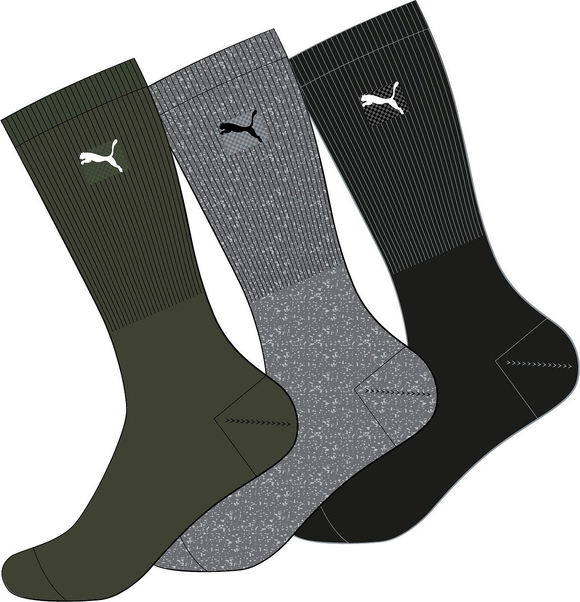 PUMA<br>Conjunto de 3 pares de meias de tênis