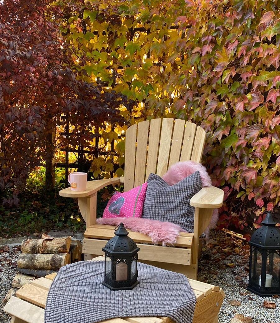 Original Dream-Chairs since 2007 Adirondack Stuhl Comfort“ Gartenstuhl aus massiver Eiche als Bausatz wetterbeständiger Stuhl zur Entspannung im Freien maximale Belastung 170 kg