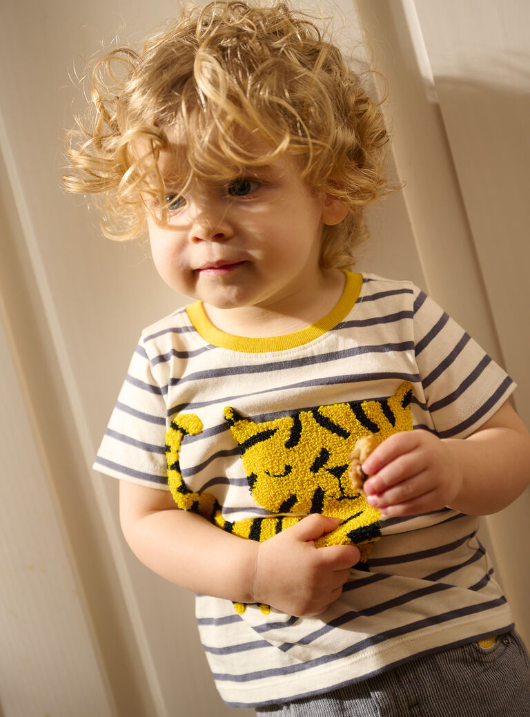 T-shirt rayé à motif tigre pour bébé garçon