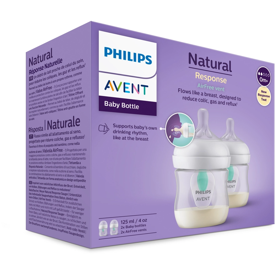 Philips Avent Babyflasche Anti Kolik SCY67002 Natural Response mit AirFree Ventil 125ml 2 Stück
