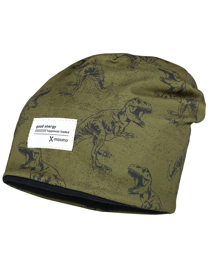 Jersey-Beanie MINI DINO in grün