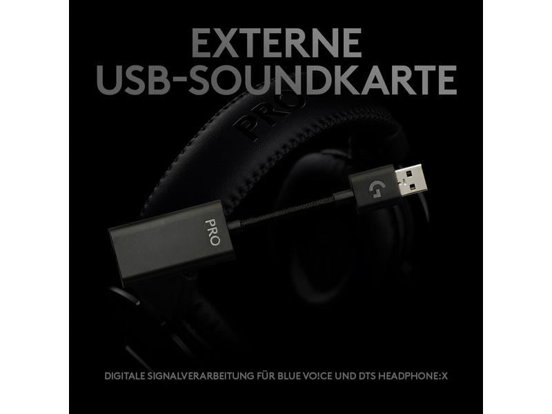Logitech Headset G PRO X Gaming 7.1 Surround Schwarz Komfortables Over-Ear-Headset mit Surround-Sound