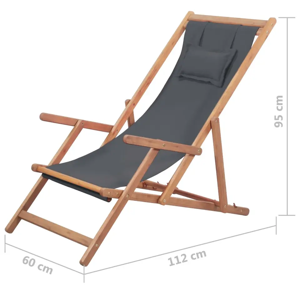 vidaXL - Strandstoel - Grijs - Stof