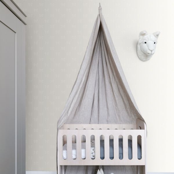 Estahome Strikjes Behang - 0,53 x 10,05 m - Glanzend Wit / Lichtroze