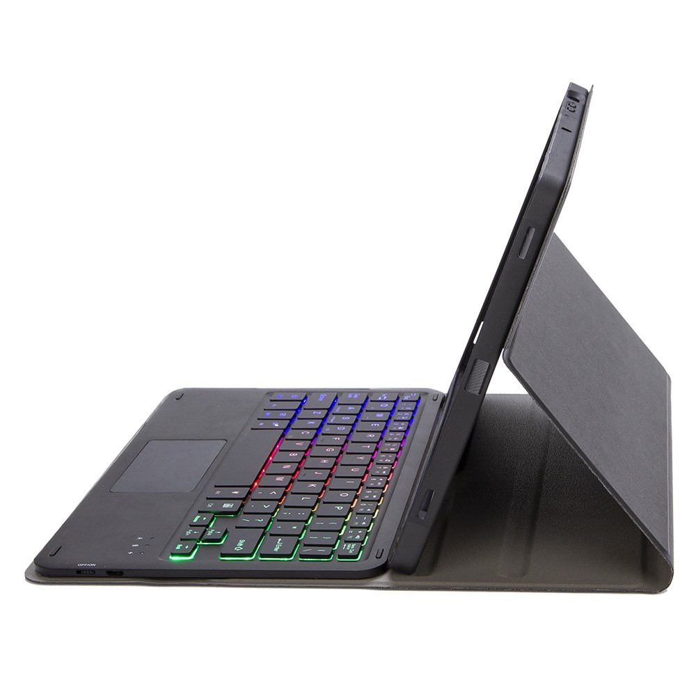 Samsung Galaxy Tab S10 Lite / S10 FE / Tab S9 FE / Tab S9 Leder Tasche mit abnehmbarer Bluetooth Tastatur   Touch Pad und S Pen Halter (QWERTY) - Schwarz