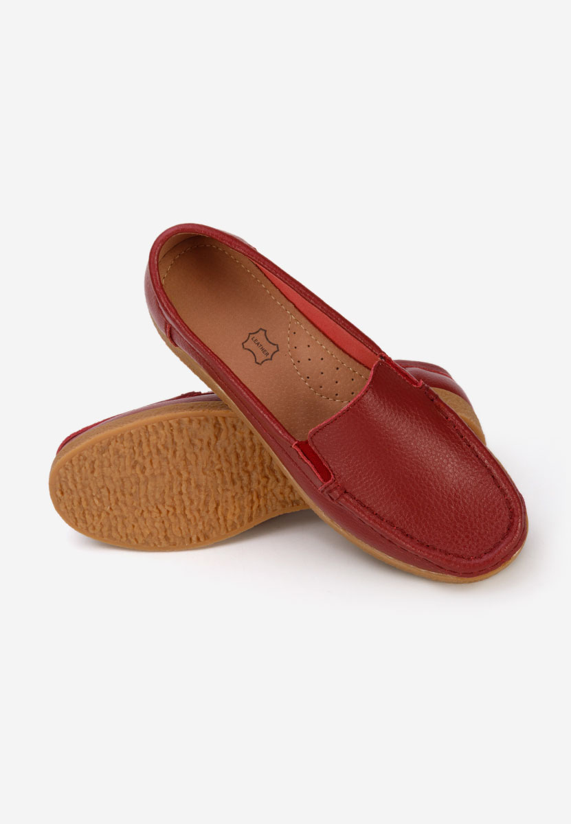 Mocassins en cuir naturel bordeaux Nerida
