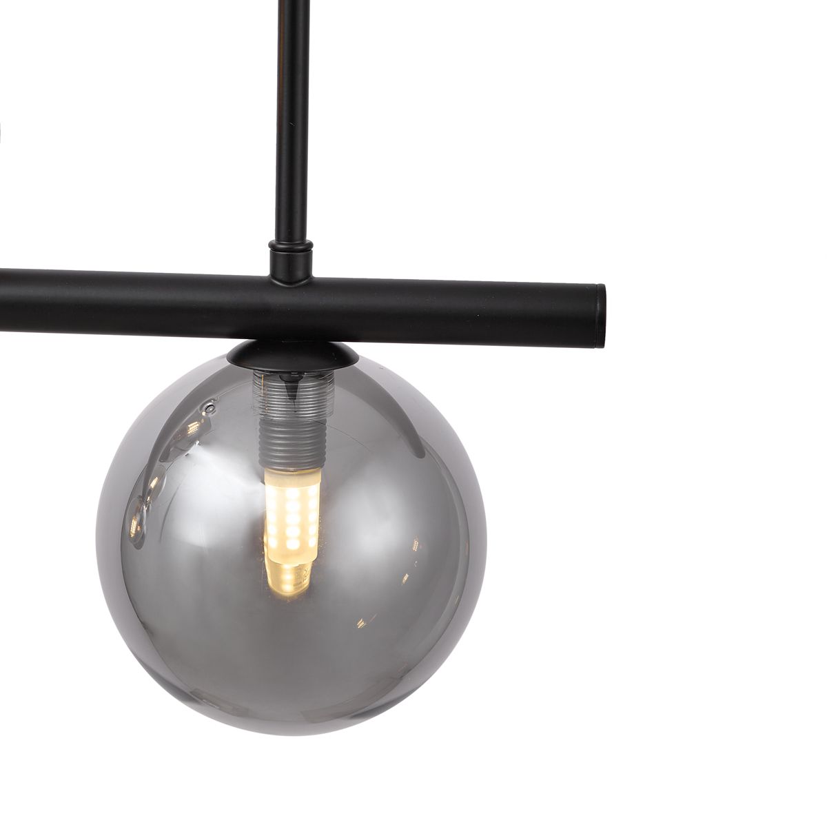 Hanglamp zwart met smoke en amber glas langwerpig 8-lichts - Monaco