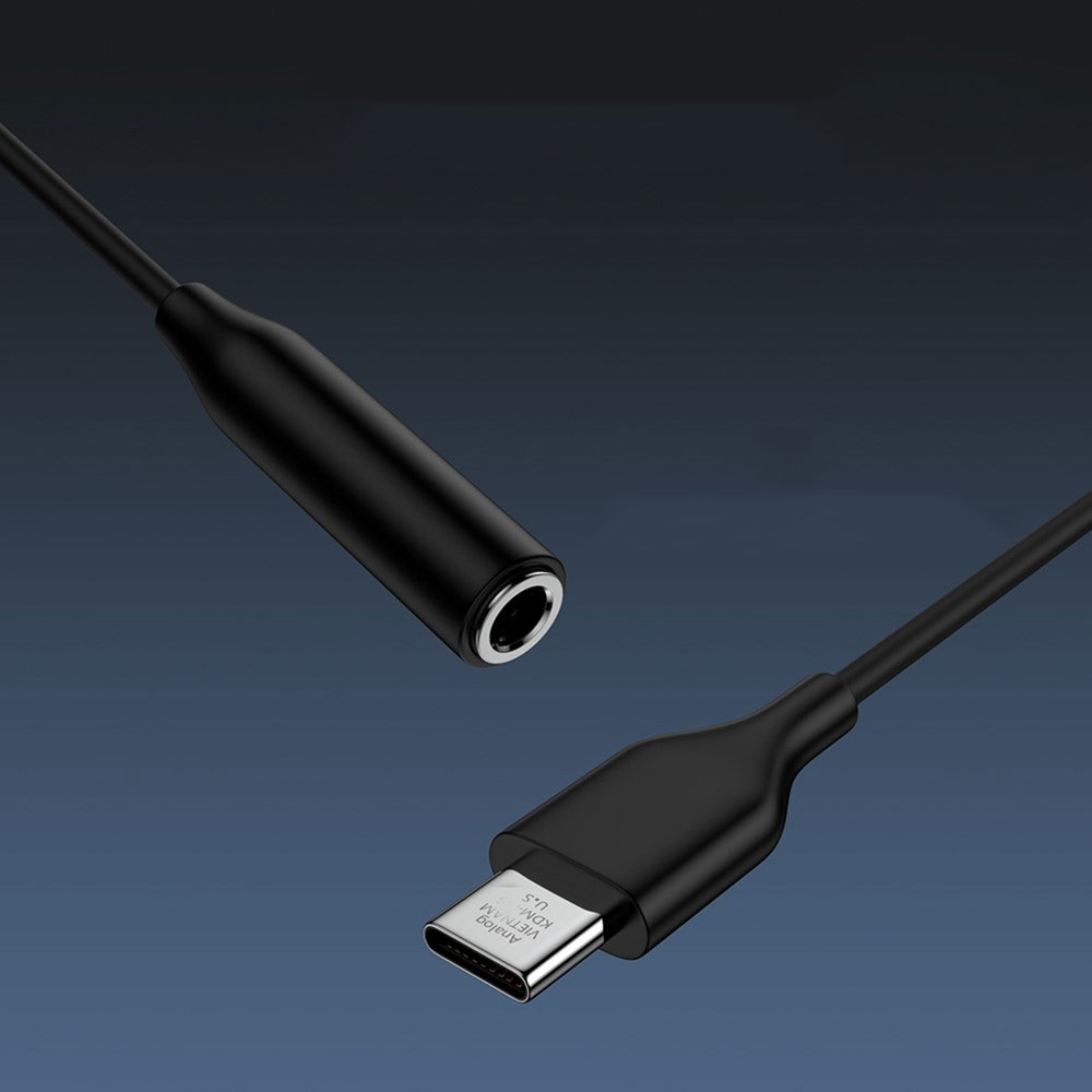 (10cm) USB C auf 3.5mm AUX Klinke Adapter Kabel - Schwarz