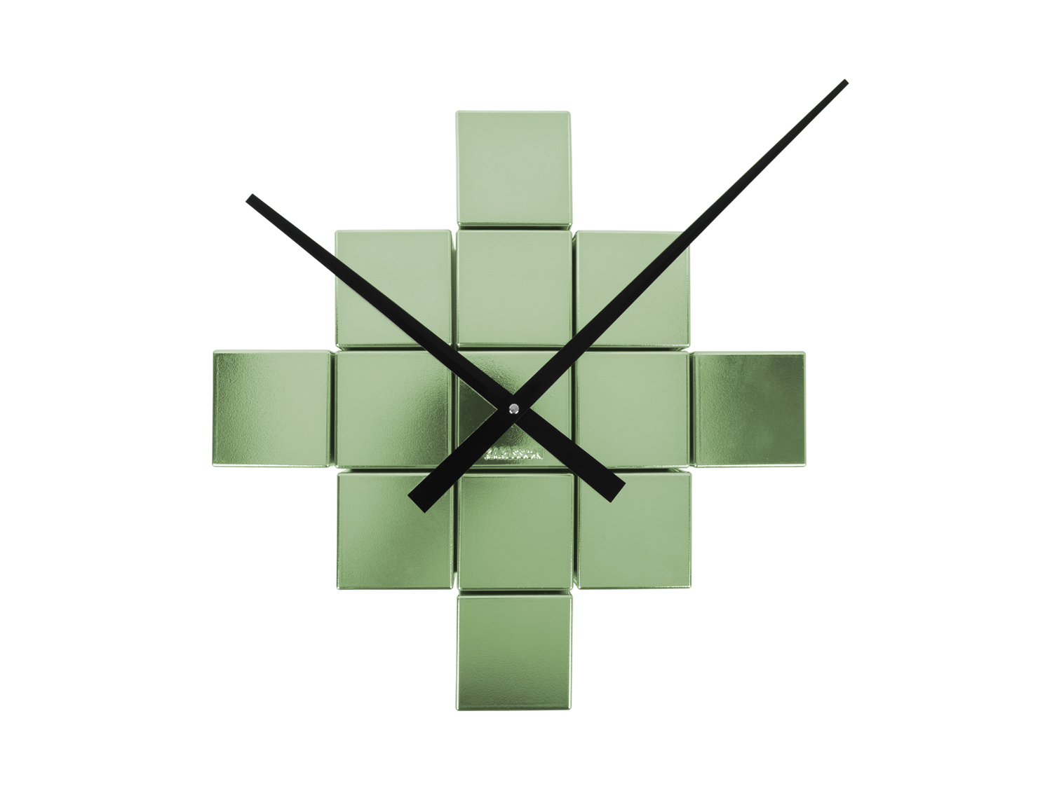 Wall clock DIY Cubic metallic green