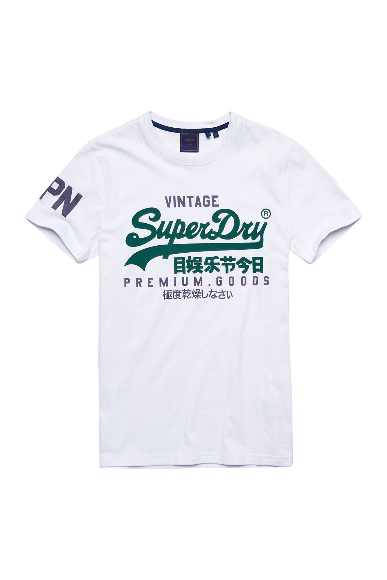 Camiseta de algodão orgânico com logo vintage - branca