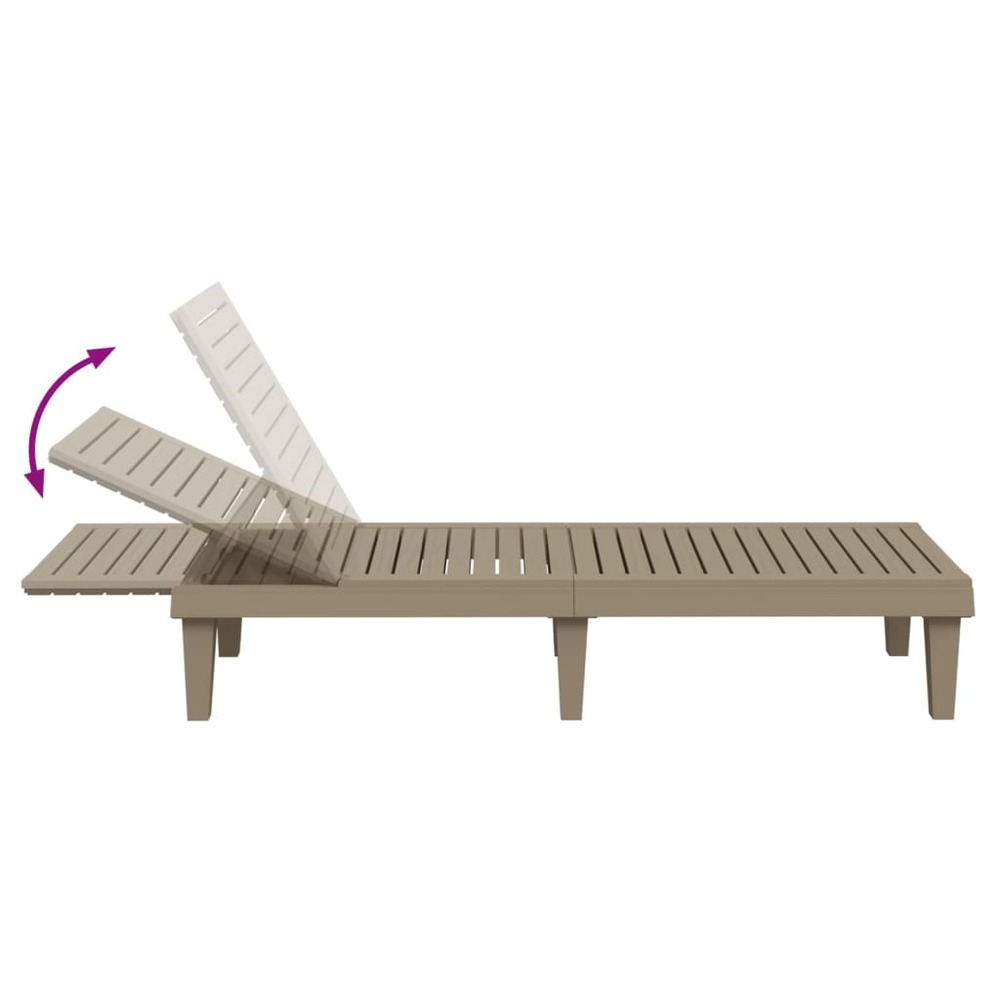 Chaise longue marron clair 155x58x83 cm polypropylène
