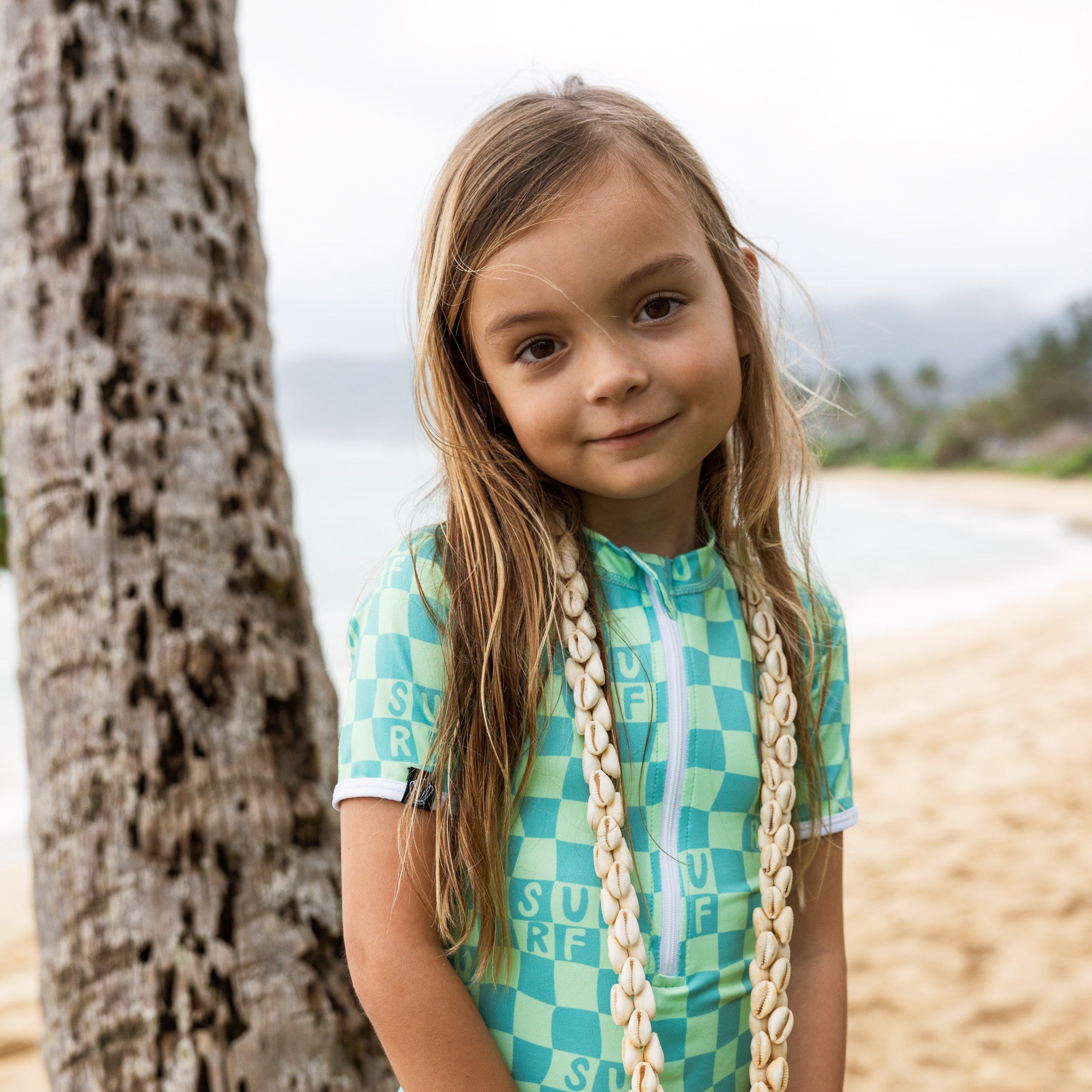Badeanzug UPF 50  Checkered Surf Green