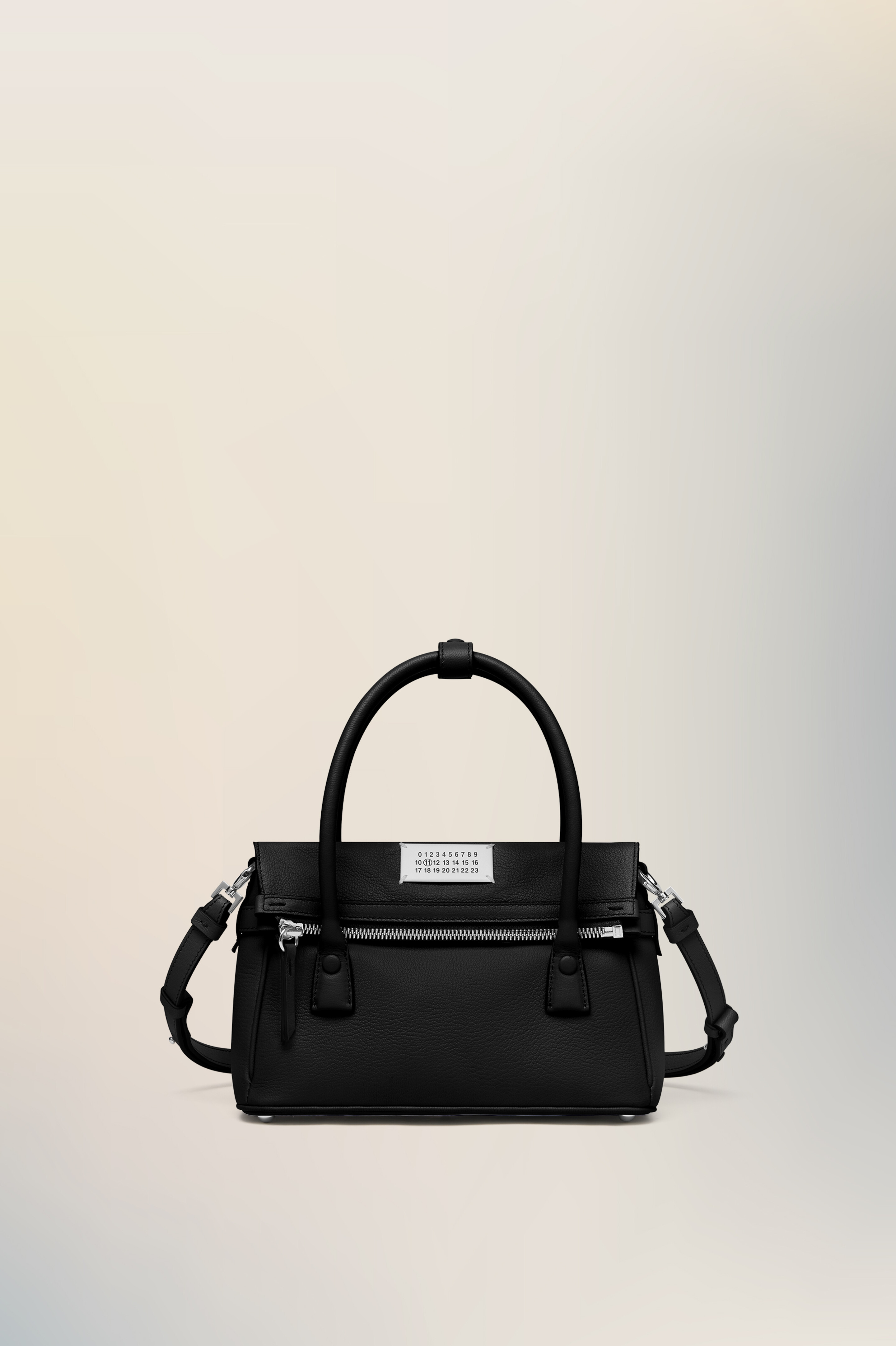 Black Leather 5AC East West Small Handbag Noir