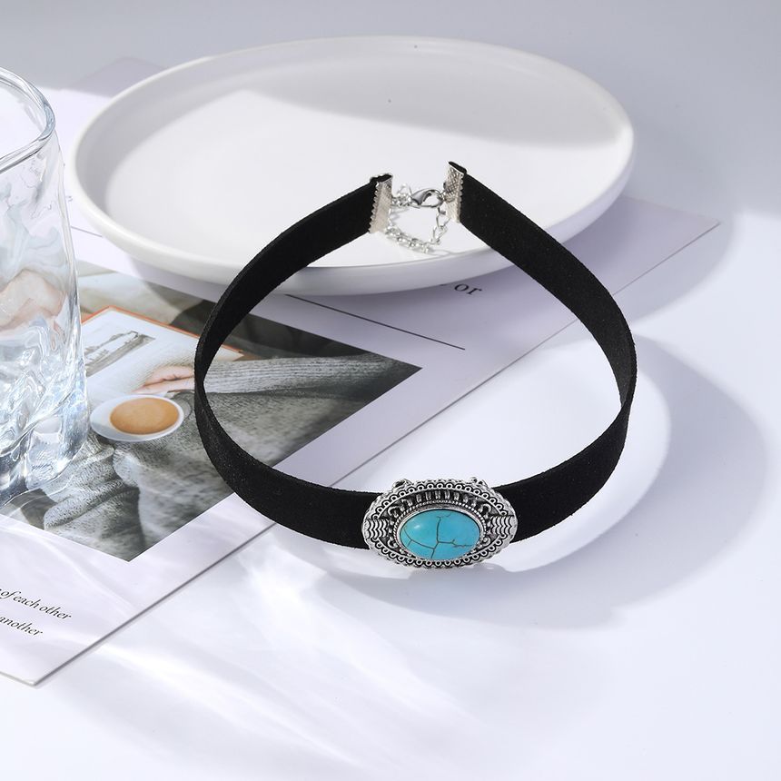Bolgivy - Choker met gelaagde fluwelen bloemenhanger