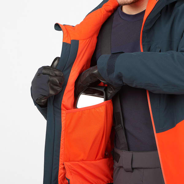 Veste de ski SALOMON HIGHLAND JACKET M CARBON/FIERY RED