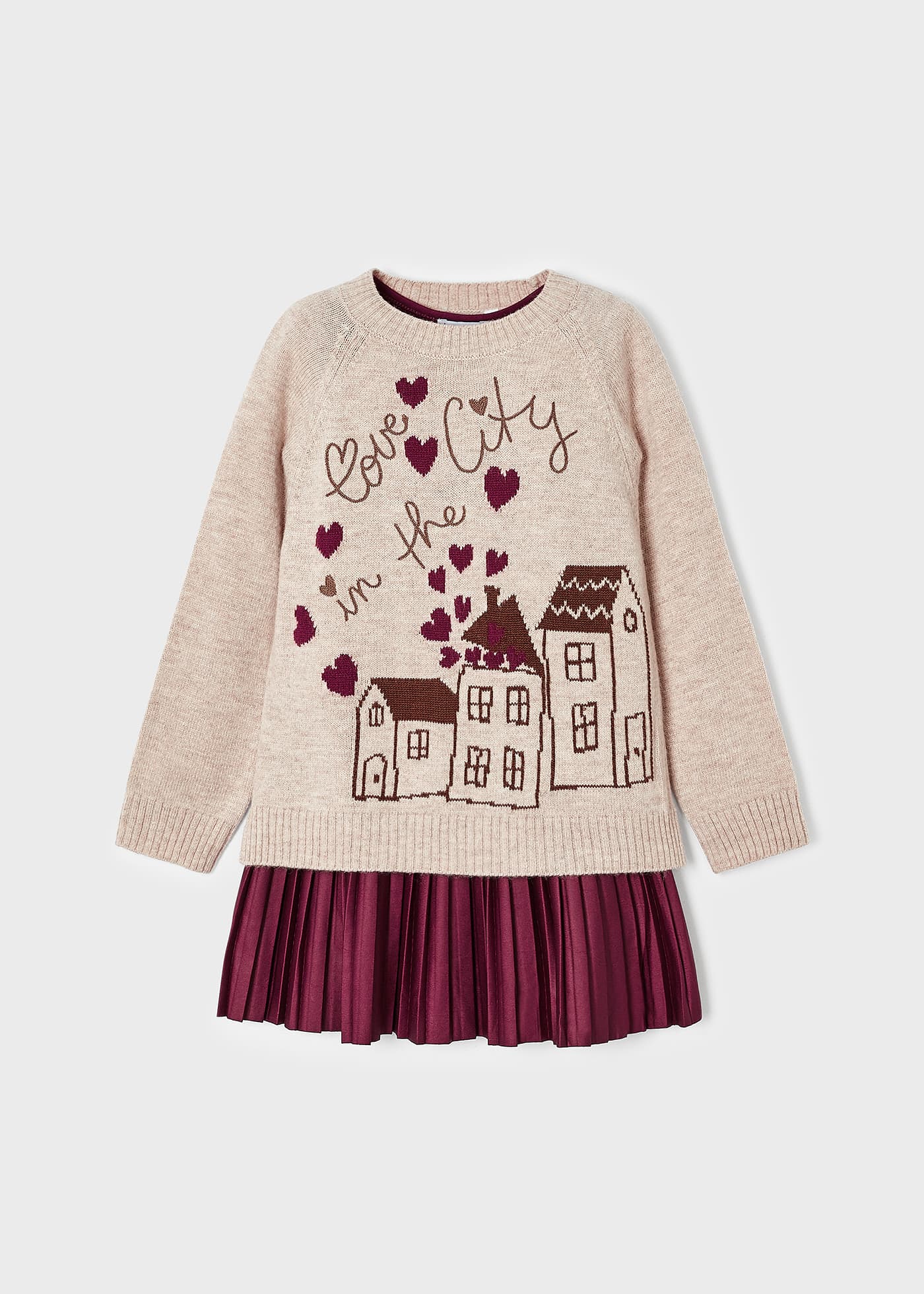 Vestido infantil com suéter em intársia