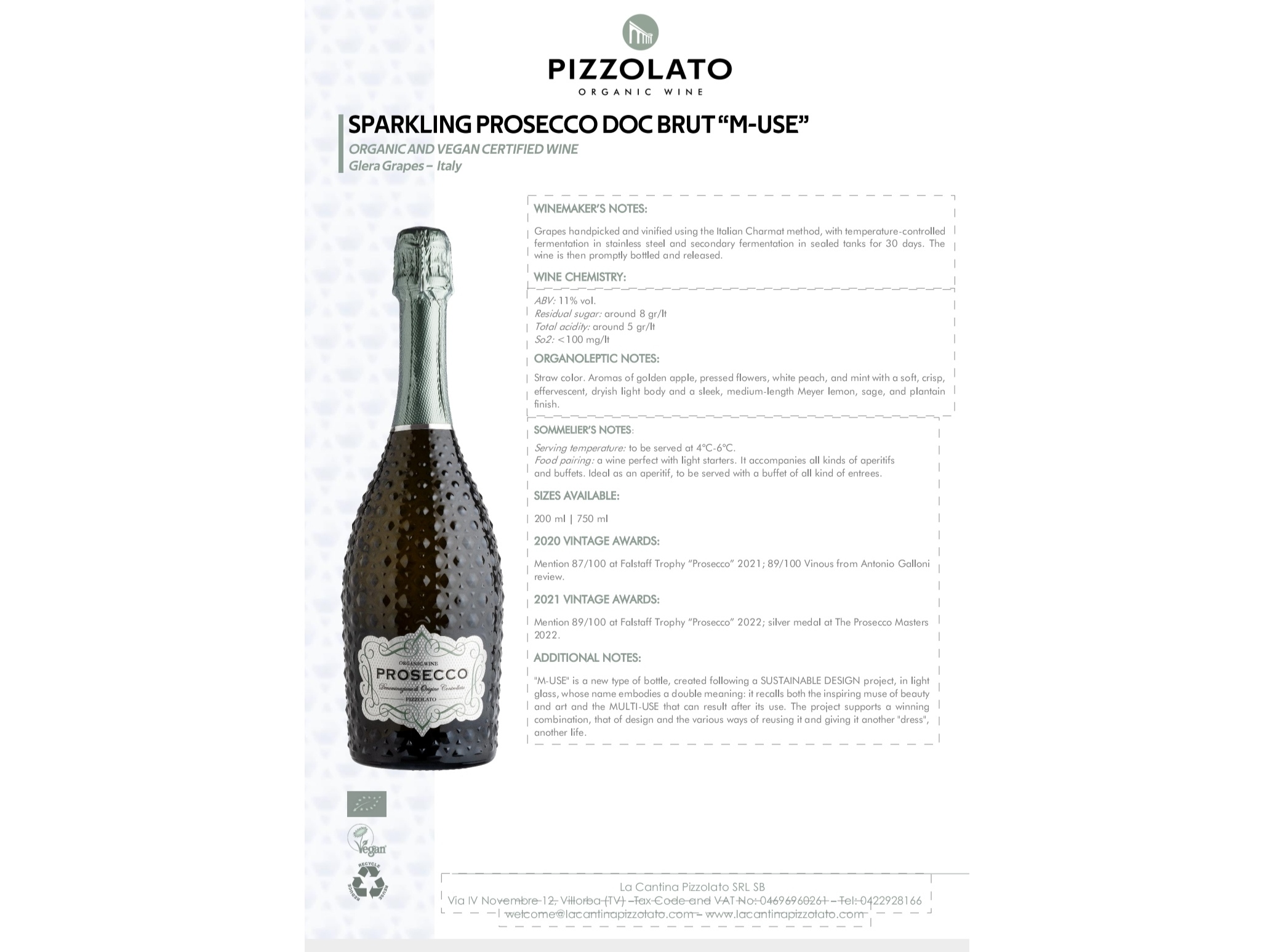 PROSECCO PIZZLATO BRUT BIO 0.75 L