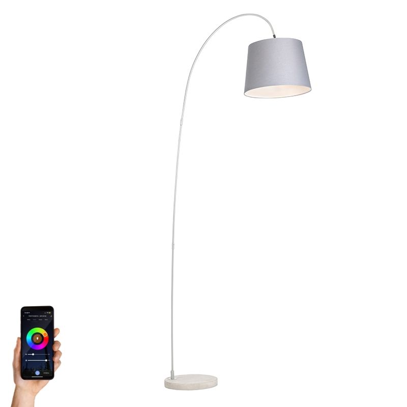 Smart booglamp staal met grijs incl. wifi A60 - Bend