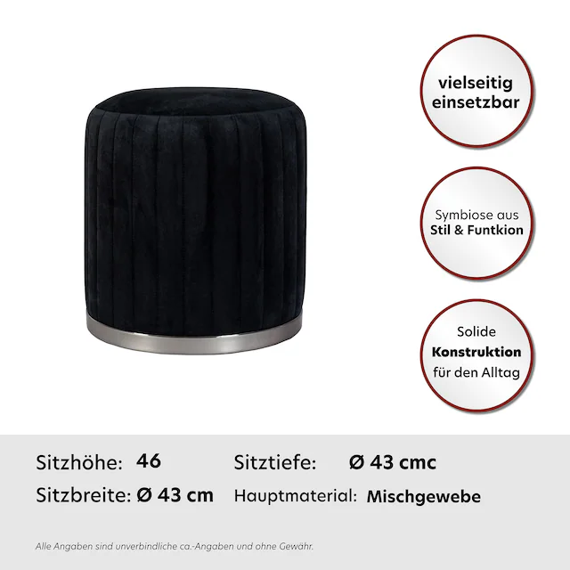 Kayoom Sitzhocker »Hocker Doric, trendiger Look, ästhetische Farbgebung, schöne Steppung« 1 Stk. tlg. komfortabel, hochqualitativ, pflegeleicht, liebevolle Verarbeitung