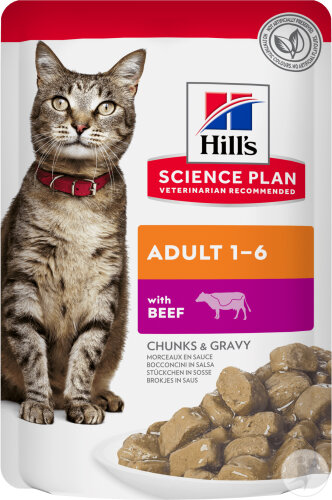 Hill's Science Plan Adult 1-6 Sachet Repas Pour Chat Adulte Au Bœuf 12x85g