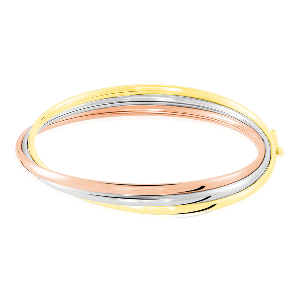 Bracelet Jonc Catalin 3 Fils Flexibles Or Tricolore