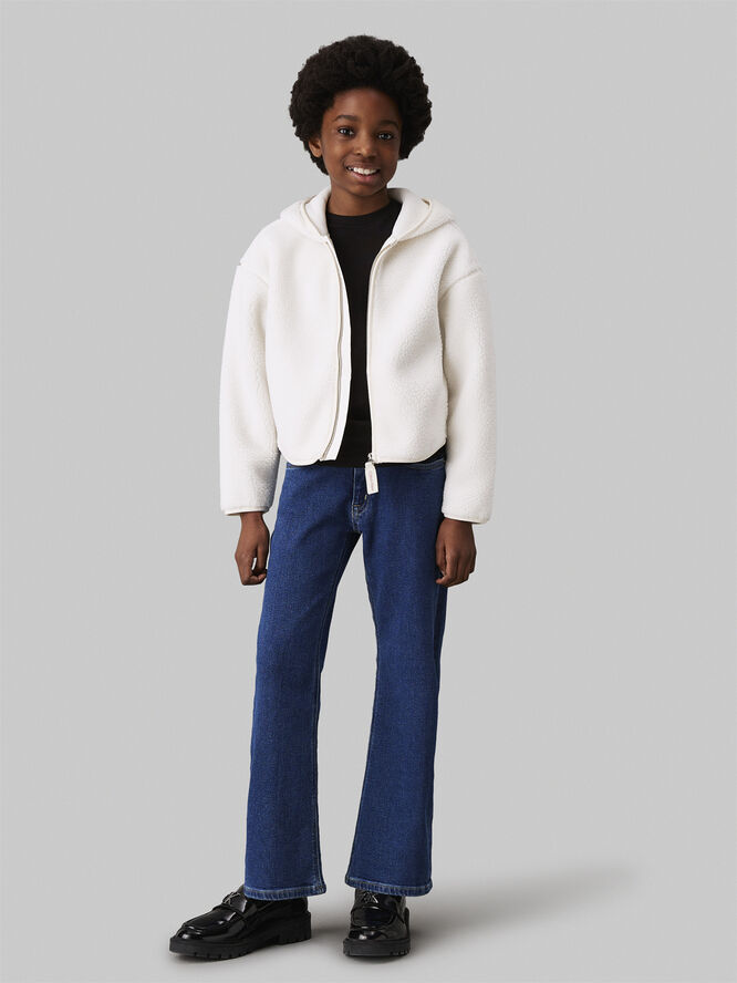 Calvin Klein SHERPA FLEECE ZIP THROUGH HOODIE Ivory