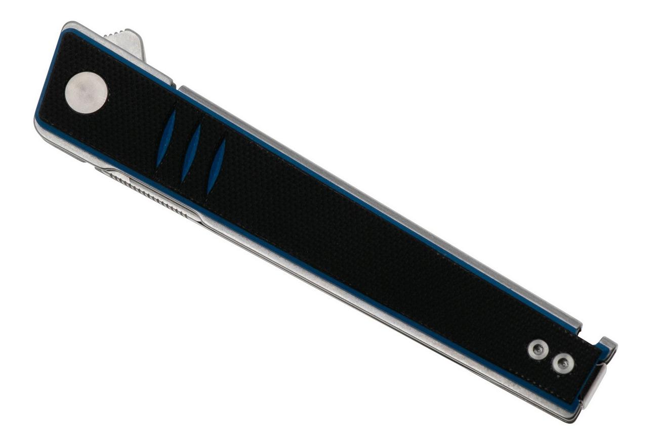 Real Steel Kikashi 8071DS Stonewashed 14C28N, Black Blue G10, zakmes