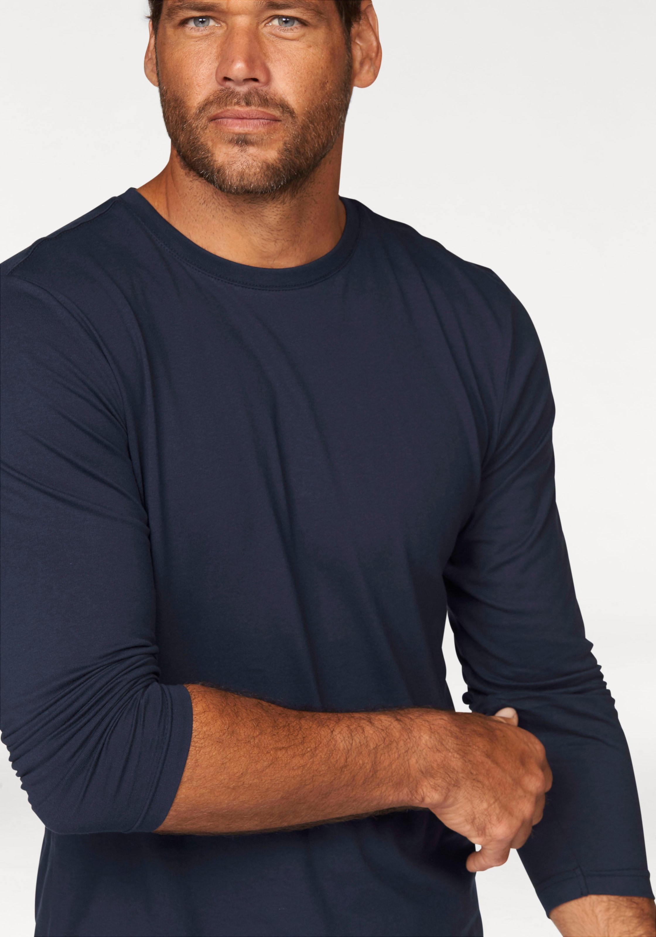 Man's World Langarmshirt »neue Farbe !«, Langarm,  unifarben,  aus Baumwolle,  im 3er-Pack
