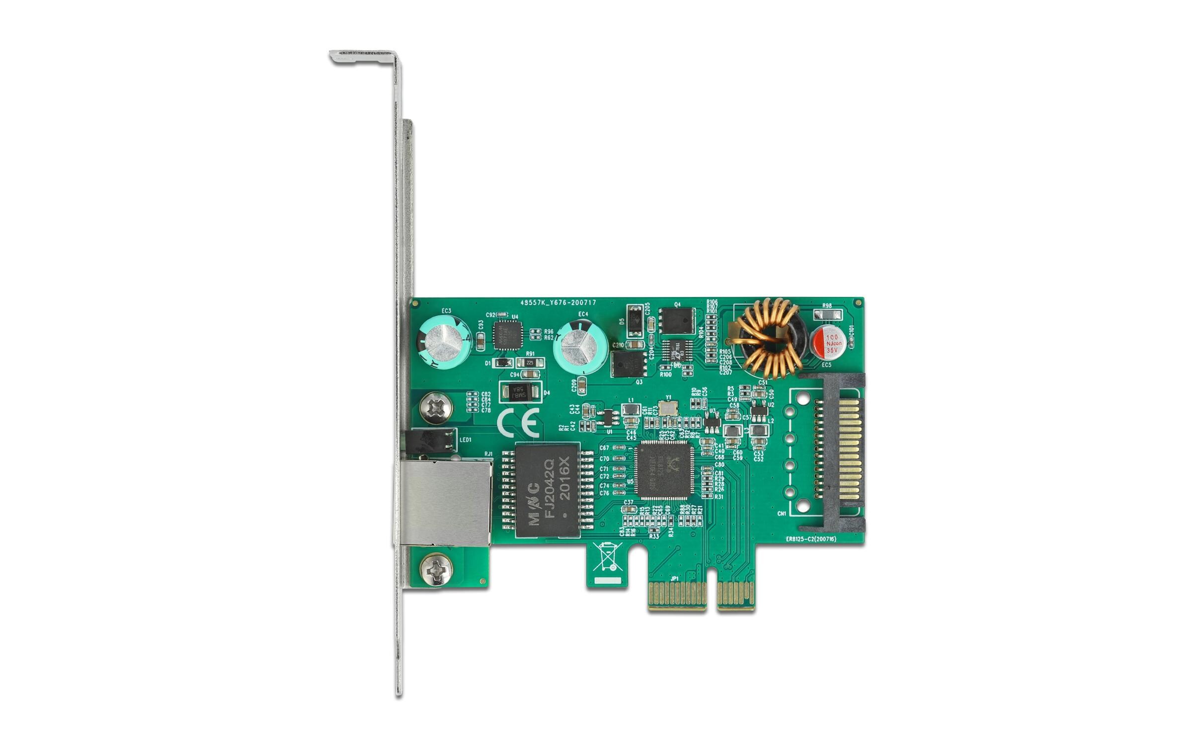 Netzwerkkarte 1x 2.5Gbps LAN, PoE+, RTL8125 PCI-Express x1Delock PCI Express x1 Karte 1 x RJ45 2.5 Gigabit LAN PoE+ RTL8125