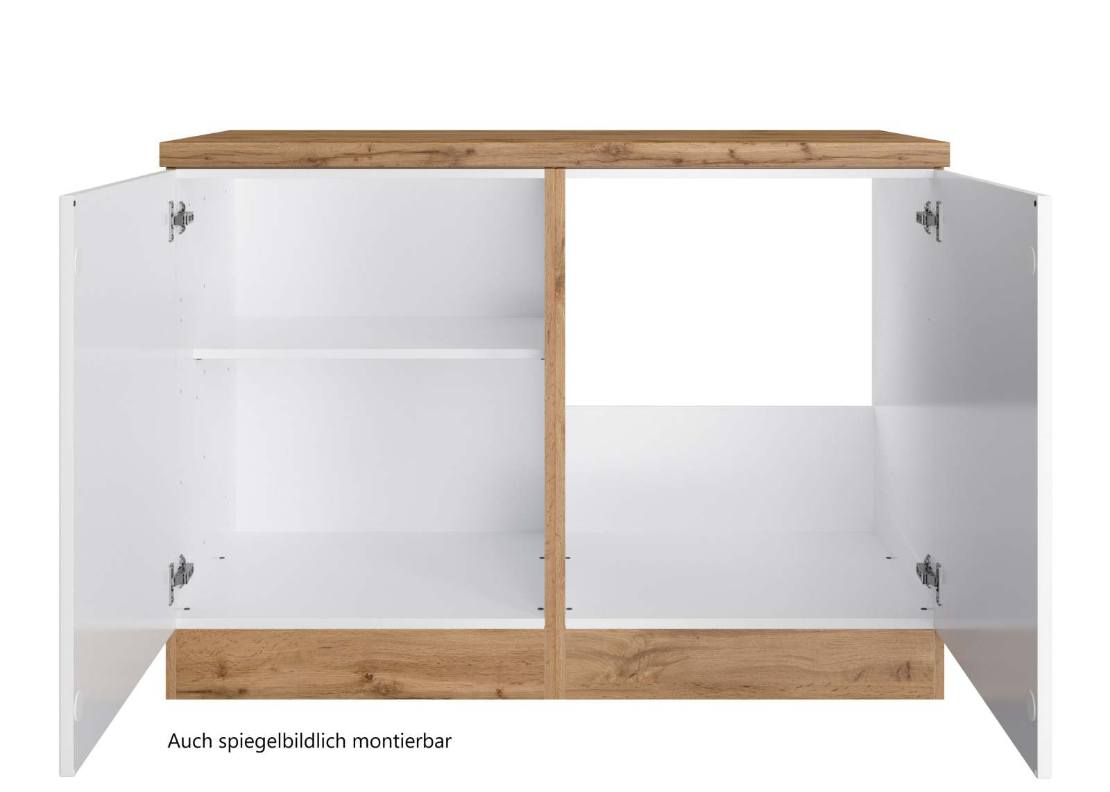 Spülenschrank MERAN - weiß - Wotaneiche - 120 cm