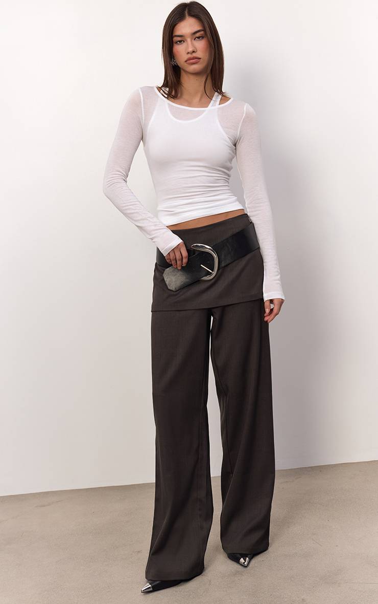 Charbon Pantalon Large À Détails Superposés