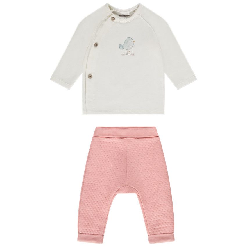 Ensemble 2 pièces effet matelassé pour bébé fille - Ecru