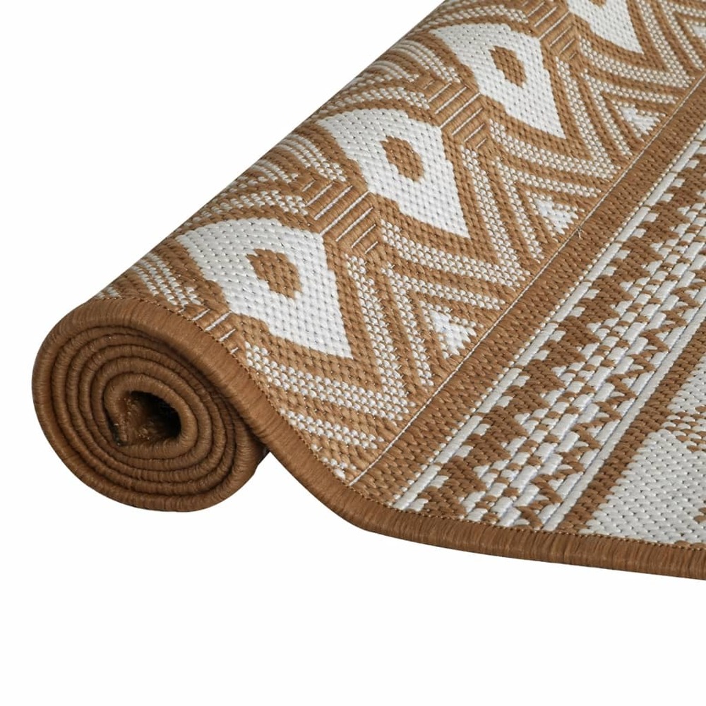 Tapis d'extérieur marron et blanc 100x200 cm design réversible