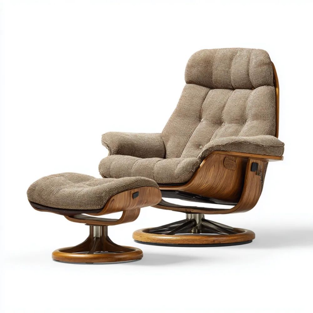 Relaxstuhl Set Holz Textil Beige – Ergonomisches Design 80x80x120 cm