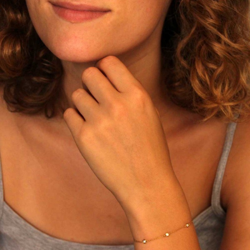Bracelet Or Jaune et Zirconiums