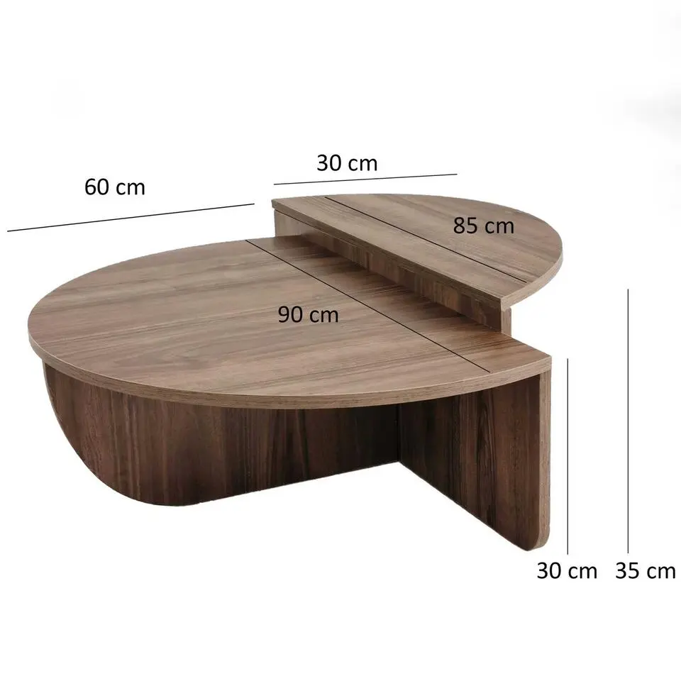 Salontafel Rond 90cm - Walnoot Bruin Melamine - Podium