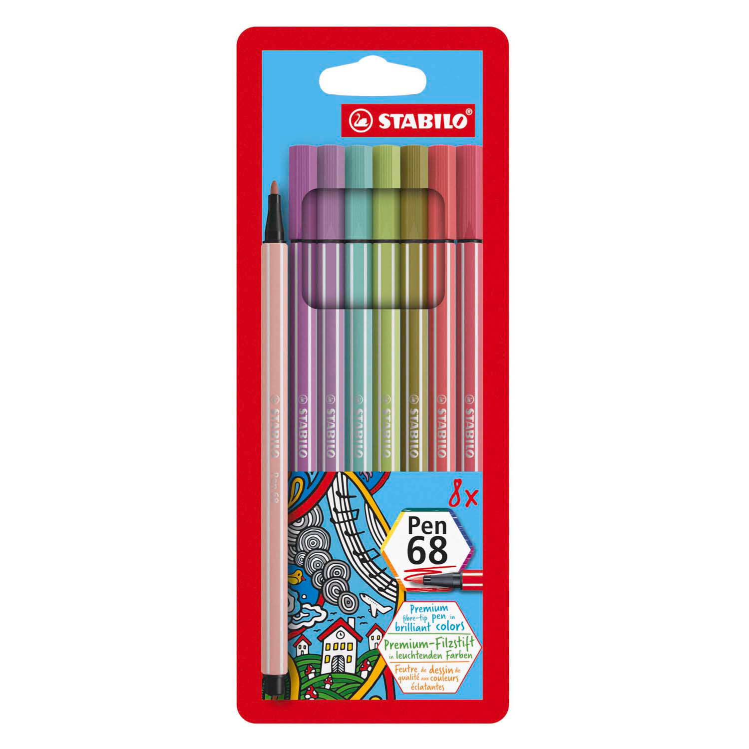 STABILO Pen 68 - Viltstift - Set Met 8 Stuks